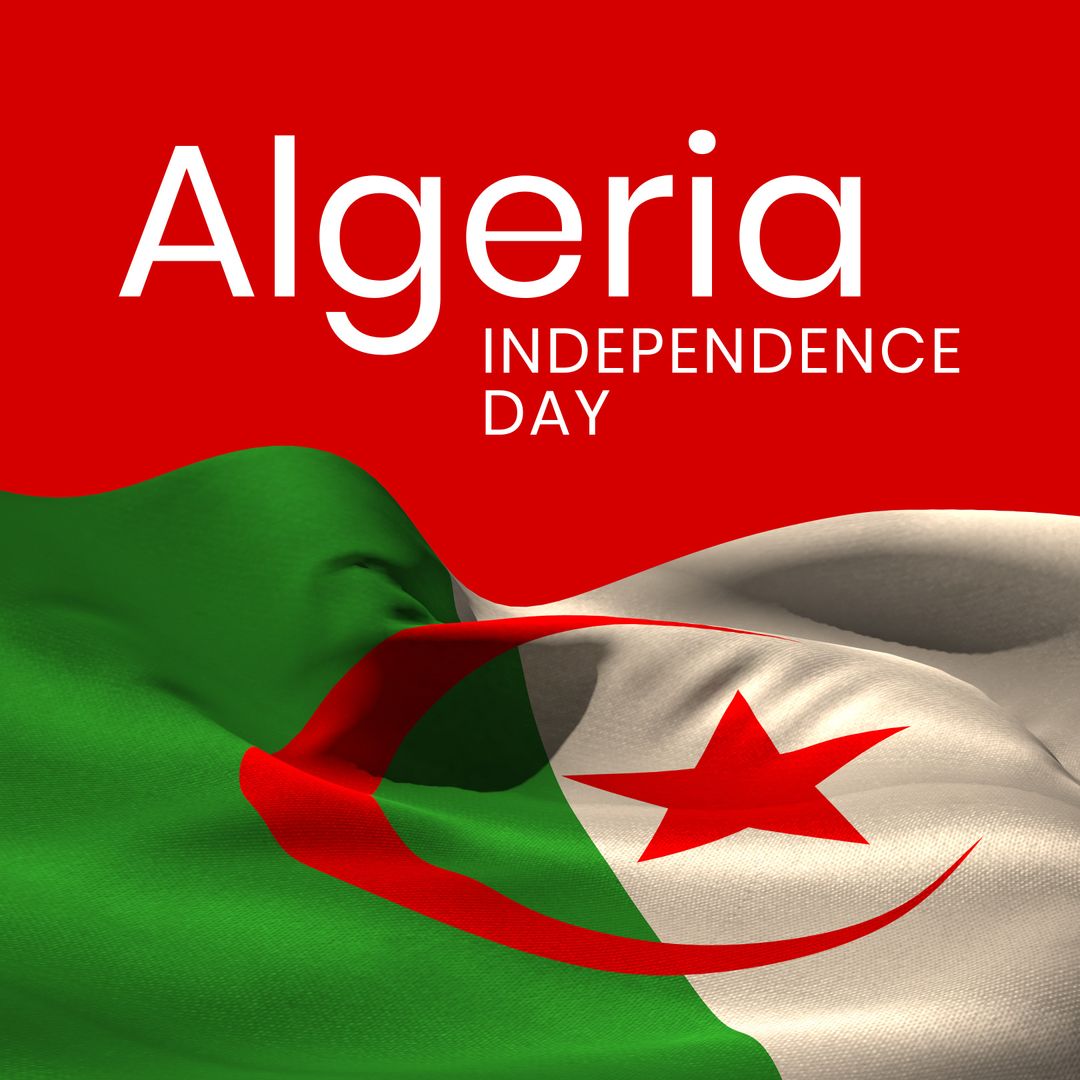 Algeria Independence Day Celebration with Flag and Red Background