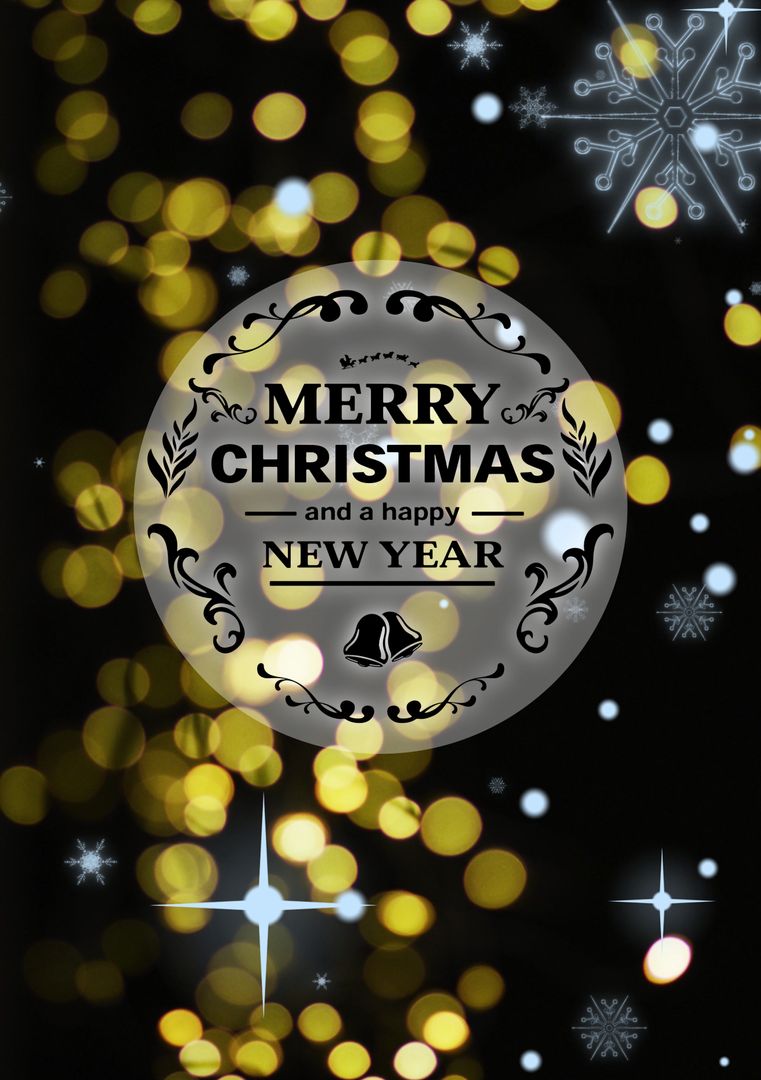 Festive Merry Christmas and Happy New Year Greeting with Lights