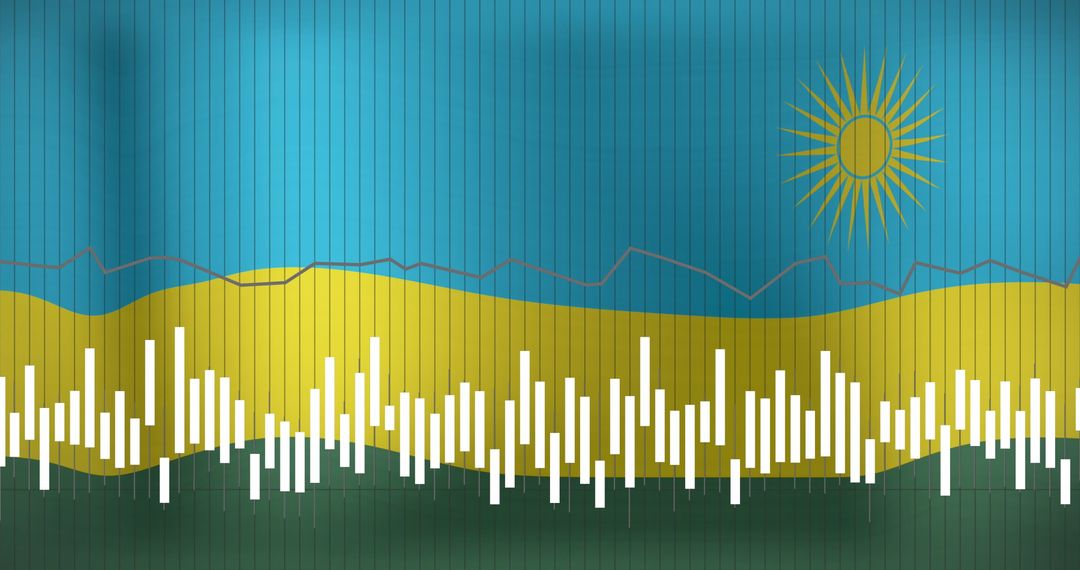 Digital Data Visualization on Rwandan Flag Background
