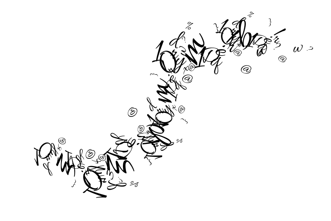 Floating Alphanumeric Symbols on Transparent Surface
