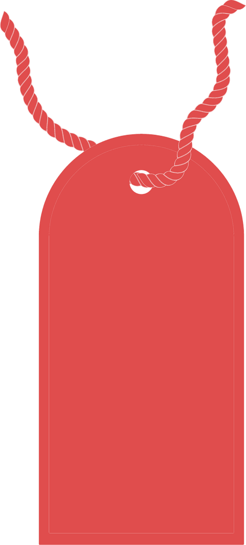 Blank Red Gift Tag Isolated with Red String on Transparent Background