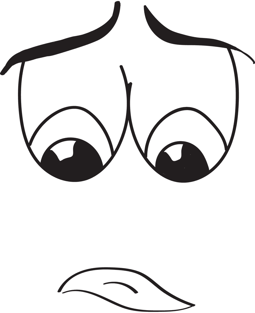 Sad Face Illustration with Transparent Background