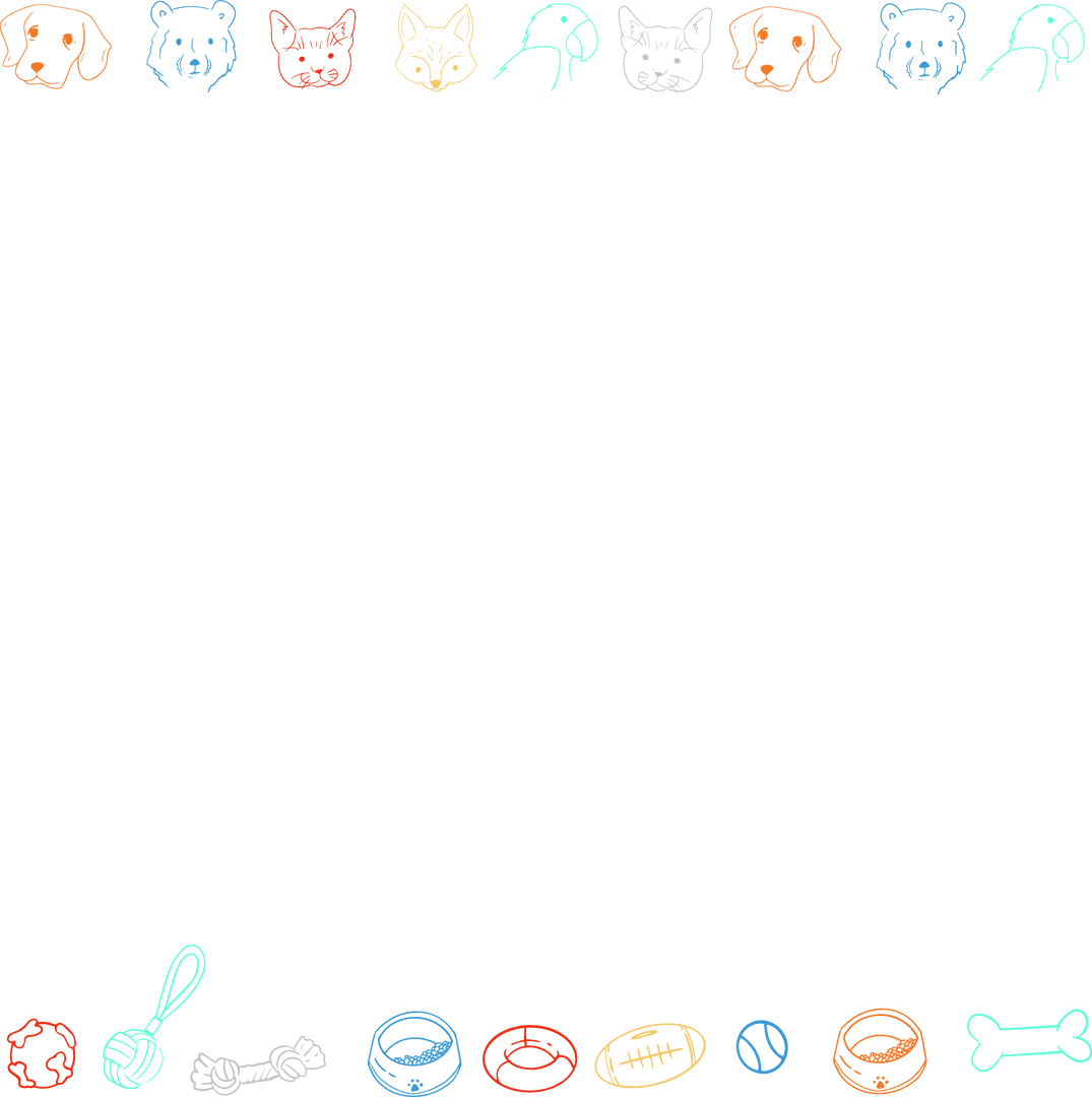 Transparent Pet Line Art Border with Copy Space
