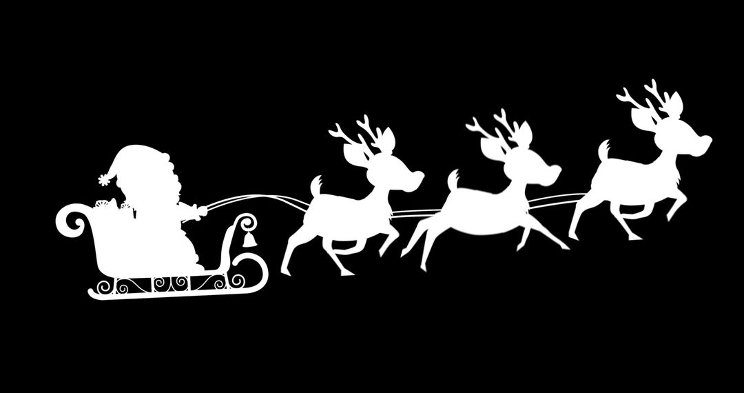 Silhouette of Santa Claus and Reindeers Against Black Background - Free Images, Stock Photos and Pictures on Pikwizard.com