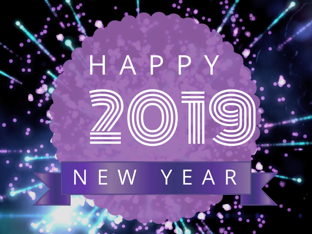 Happy 2019 New Year Celebration Greeting with Fireworks