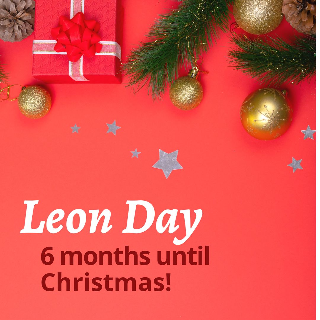 Leon Day Festive Holiday Countdown Red Background