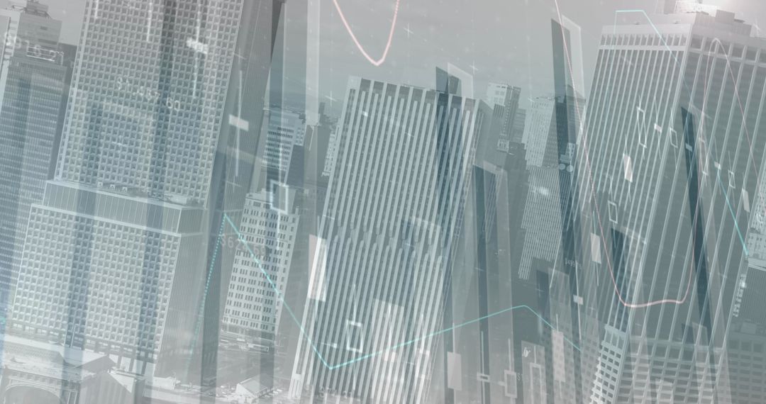 Business Data Technology with Abstract Urban Skyscrapers