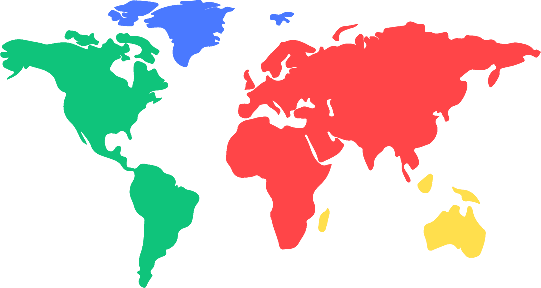 Transparent Vector World Map with Bold Colors for Global Concept