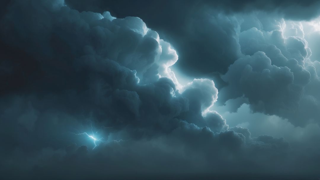 Dramatic Storm Clouds Illuminated by Flashing Lightning