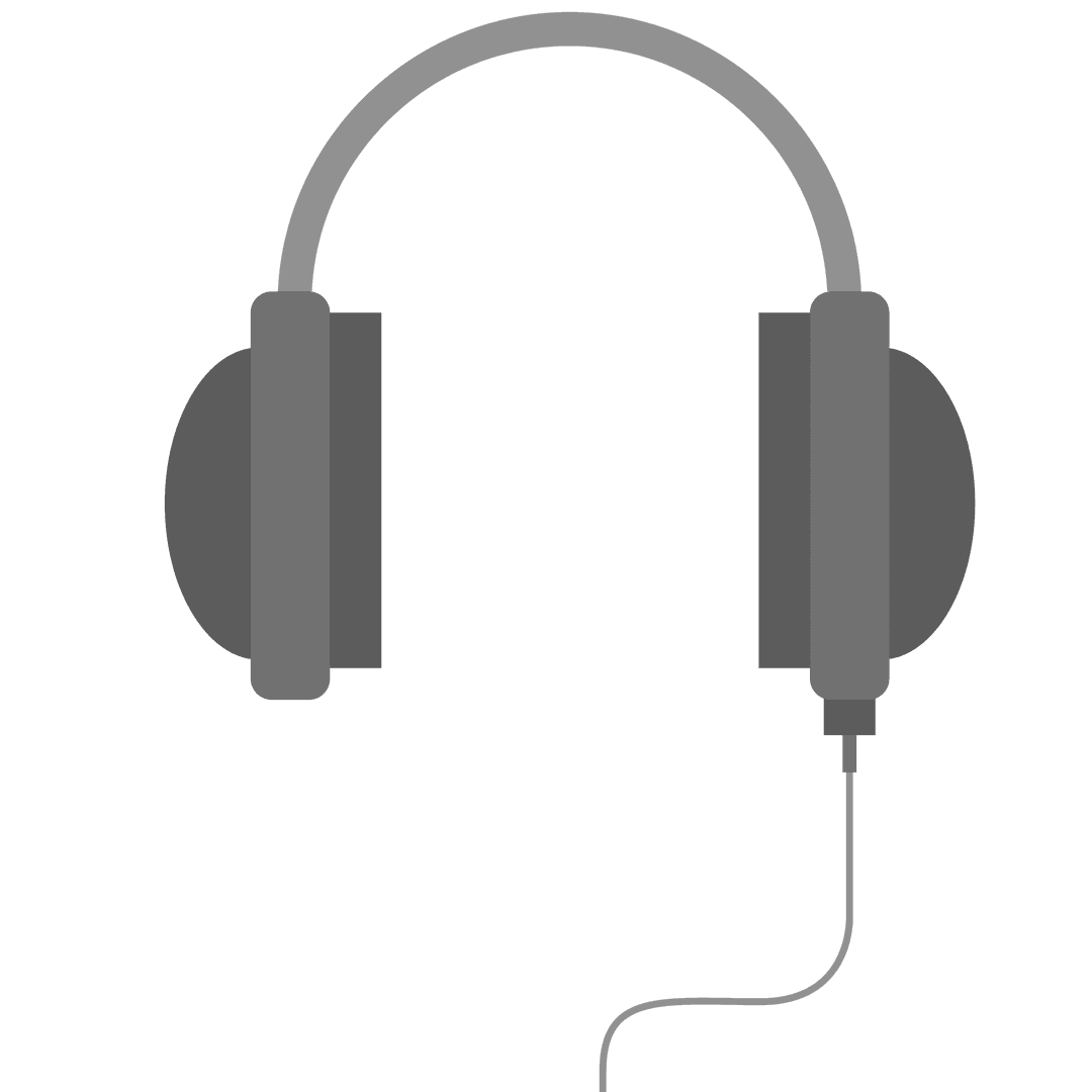 Gray Headphones Illustration on Transparent Background