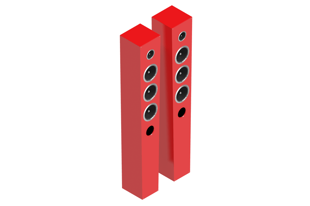 Red Dual Loudspeakers with Transparent Background