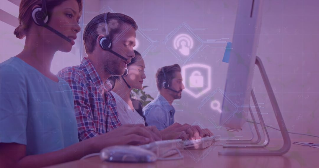 Customer Support Team Assisting Clients Using Modern Technology