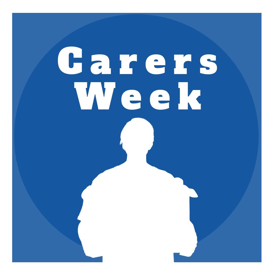 Carers Week Celebration with Silhouette of Caregiver on Blue Background - Download Free Stock Templates Pikwizard.com