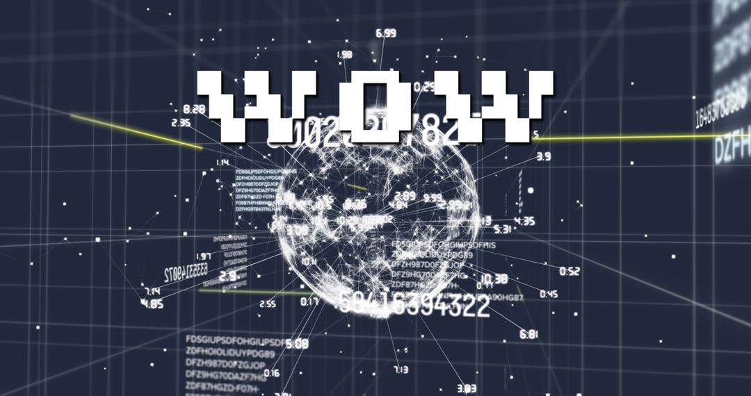 Futuristic Digital Network with WOW Text Overlay