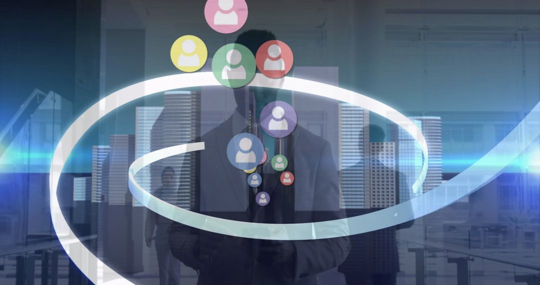 3D City Model with Businessman on Smartphone Networking Concept