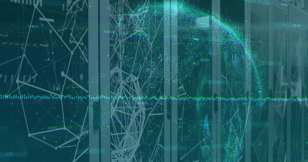 Abstract Digital Globe with Network Nodes in Data Center