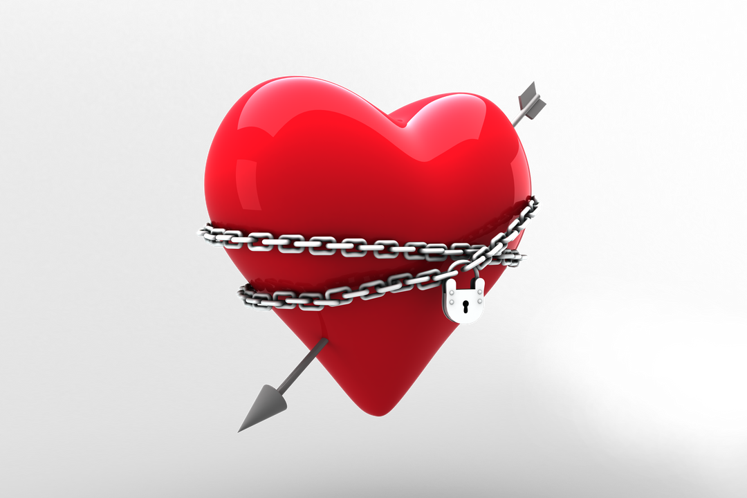 Red Heart Decorated with Arrow, Lock and Chain on Transparent Background - Download Free Stock Images Pikwizard.com