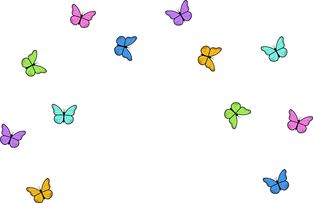 Colorful Butterflies Dance on Transparent Background with Copy Space