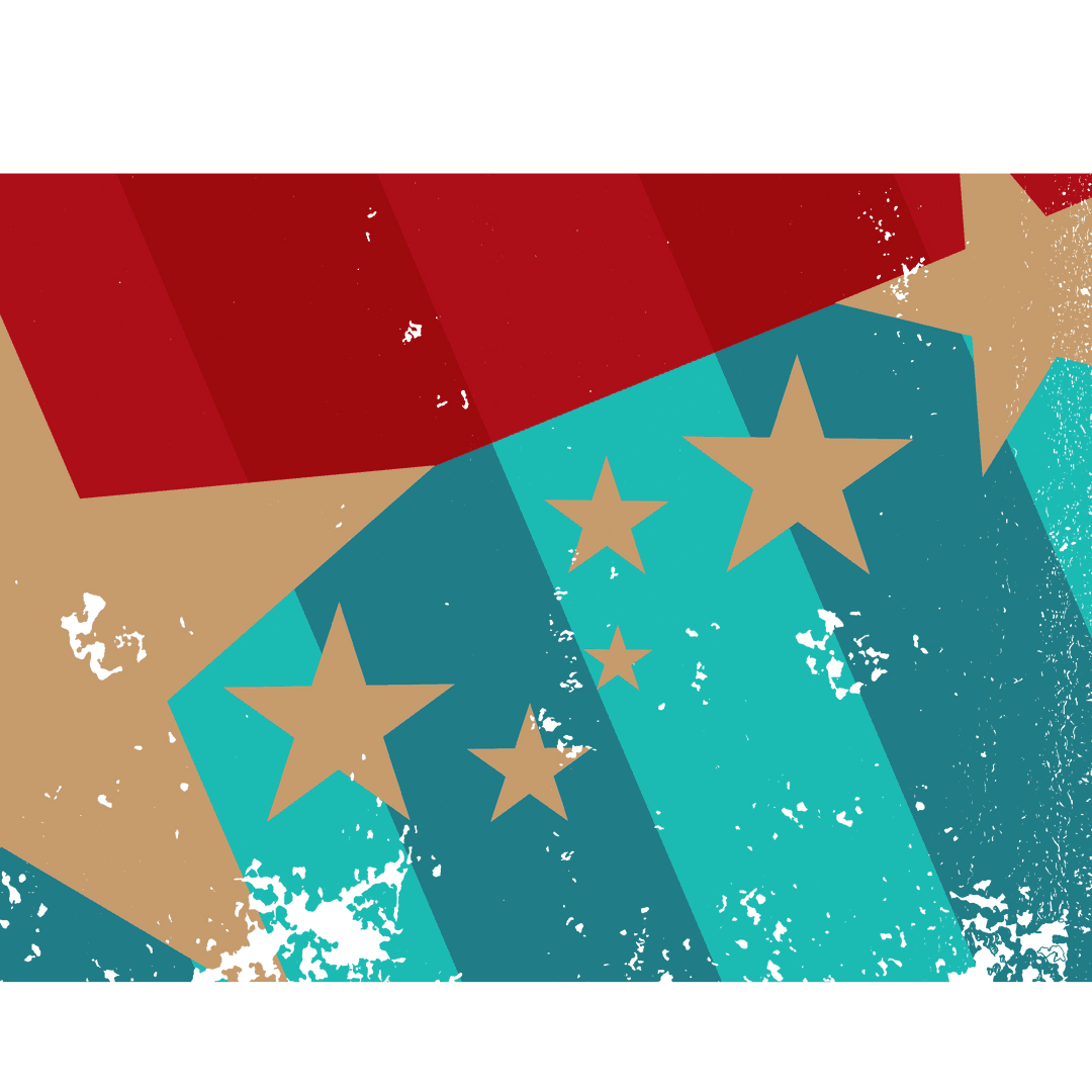 Colorful Transparent Stars on Vintage Striped Background