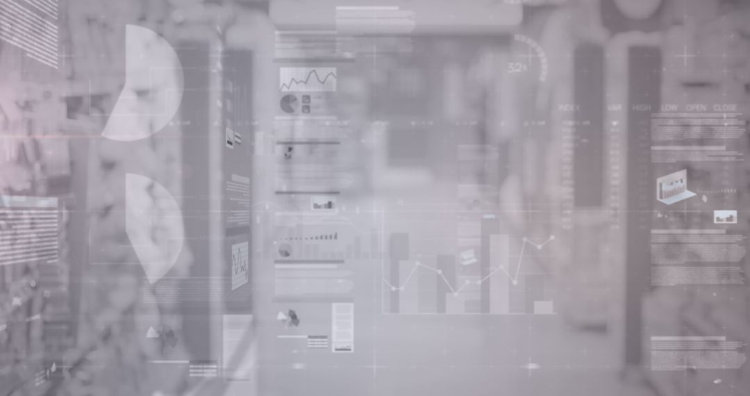 Abstract Financial Data Overlaid on Retail Environment