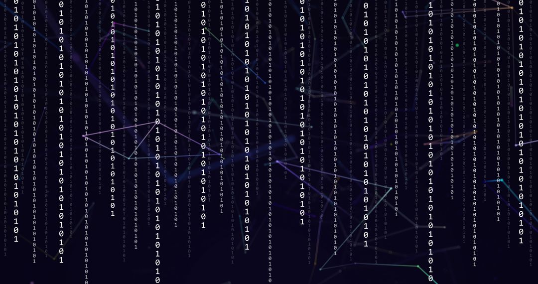 Digital binary code and network connections overlay