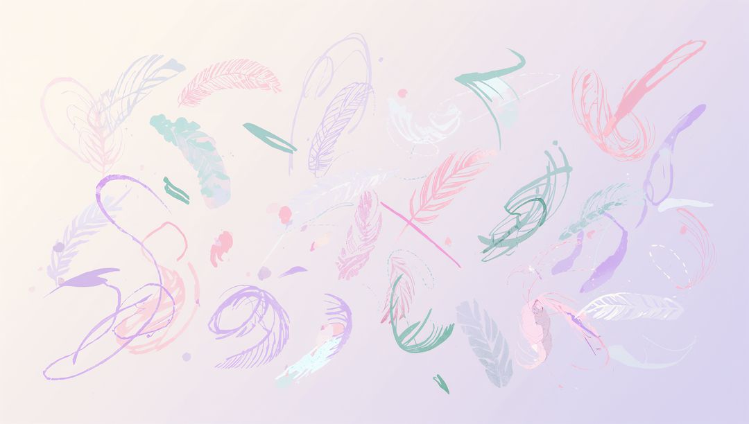 Pastel Abstract Art with Granular Feather Motifs on Gradient Background