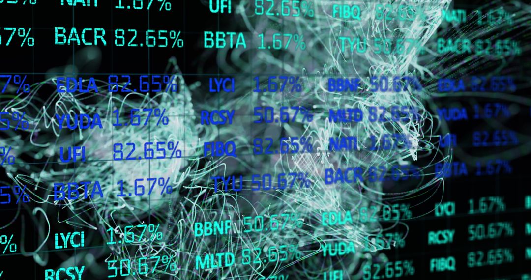 Financial Data Processing With Green Light Trails Background