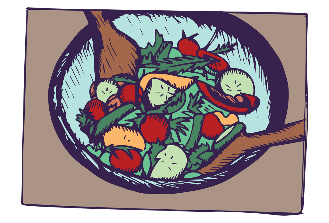 Colorful Vegetable Illustration on Transparent Background