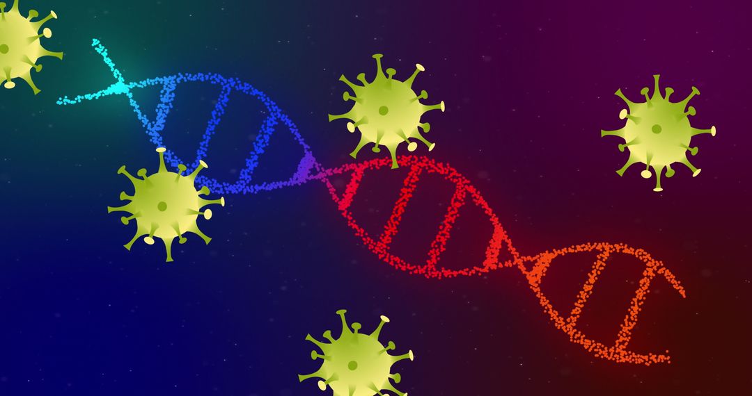Dotted DNA Helix and Virus Particles on Gradient Backdrop