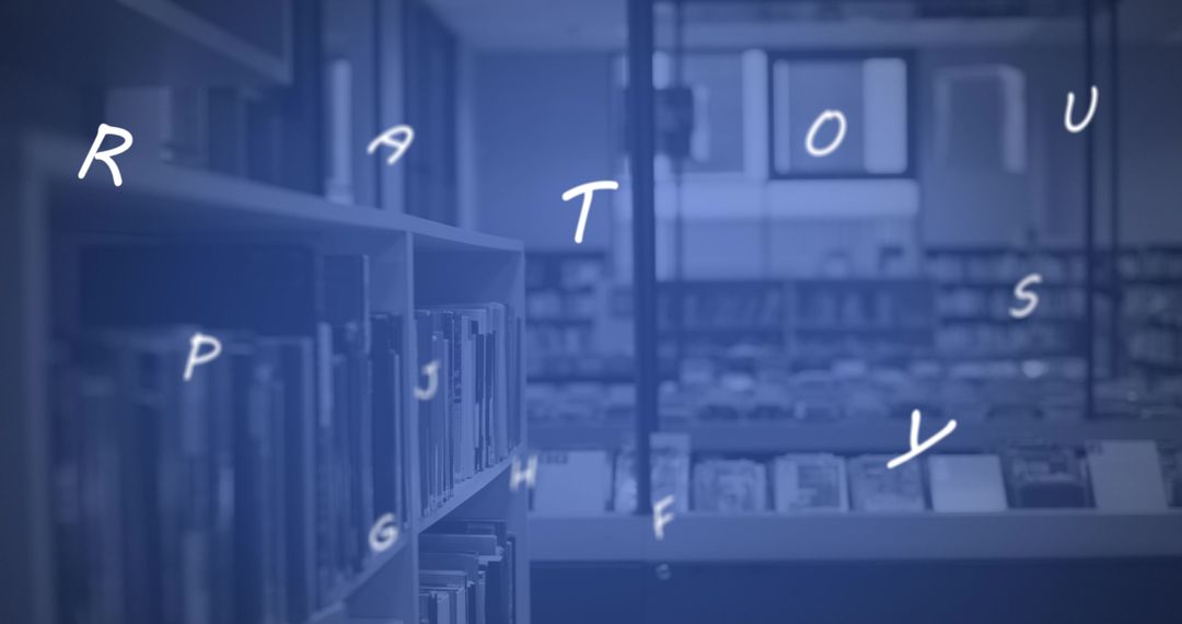 Floating Letters in School Library Ambience
