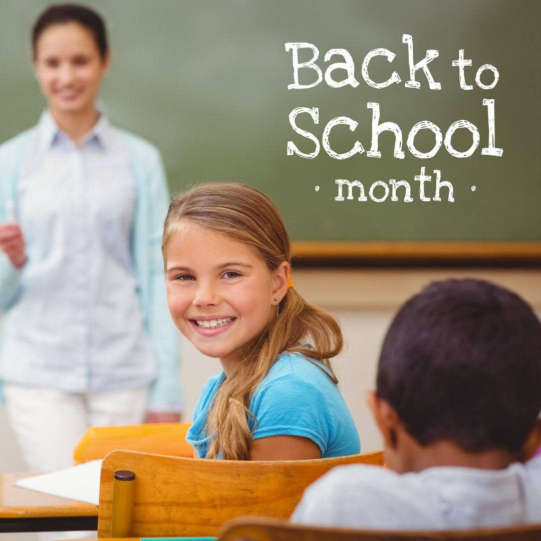 Smiling Student in Classroom Celebrating Back to School Month