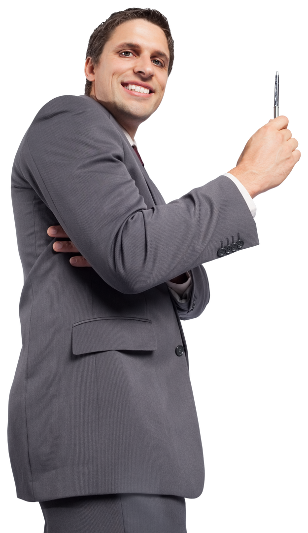 Happy Businessman Holding Pen Transparent Background - Download Free Stock Images Pikwizard.com