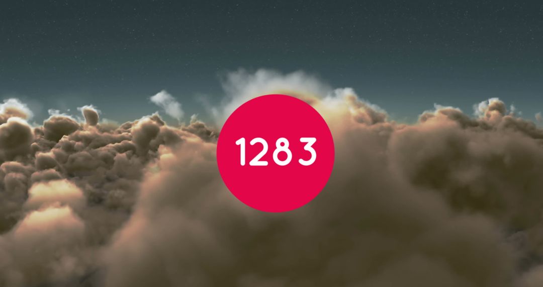 Number Counter in Digital Interface over Clouds