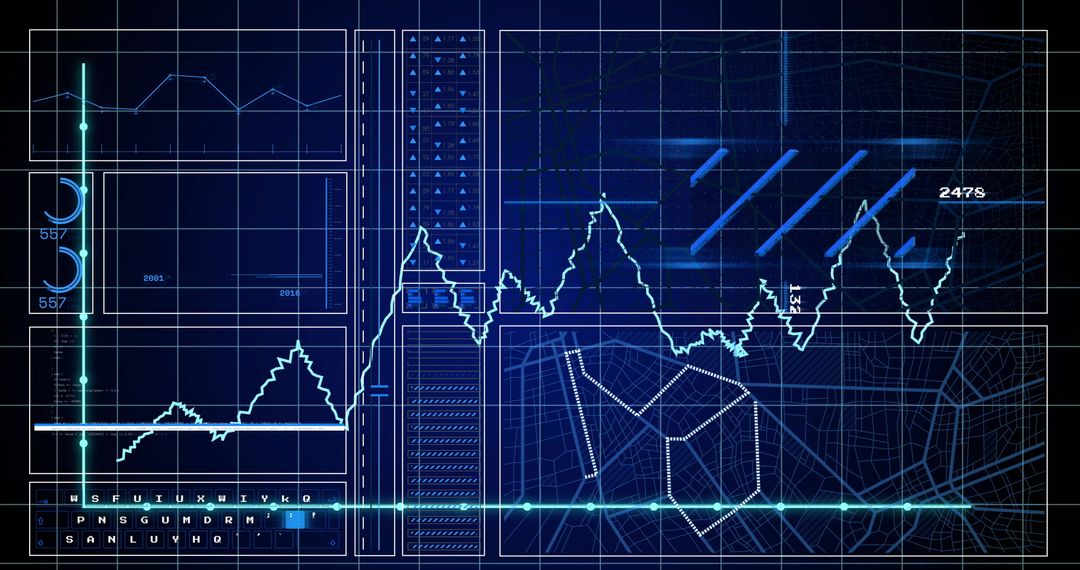 Digital Data Processing with Graph and Grid Technology Interface - Free Images, Stock Photos and Pictures on Pikwizard.com