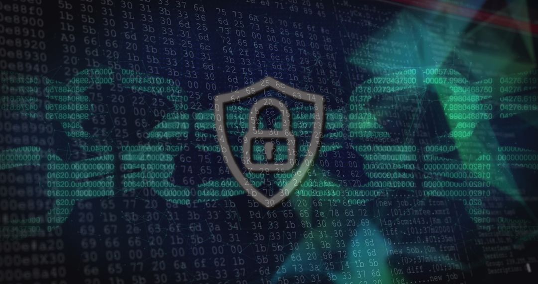Cybersecurity Technology Icon Padlock and Data Matrix