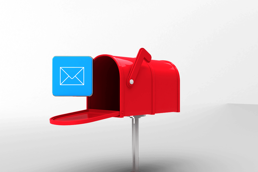 Red Mailbox with Digital Envelope on Transparent Background