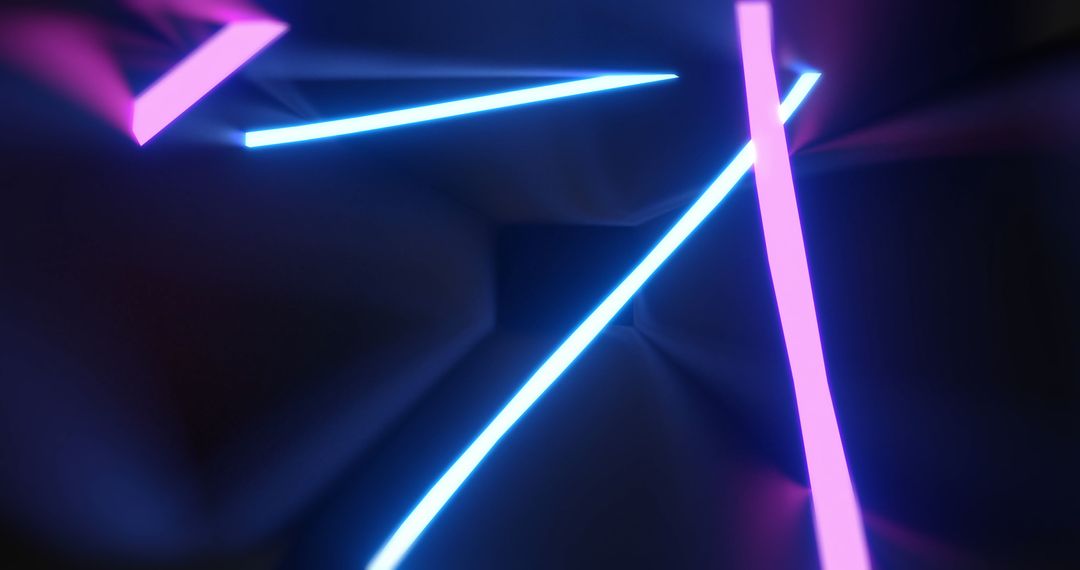 Abstract Glowing Neon Light Lines on Dark Background