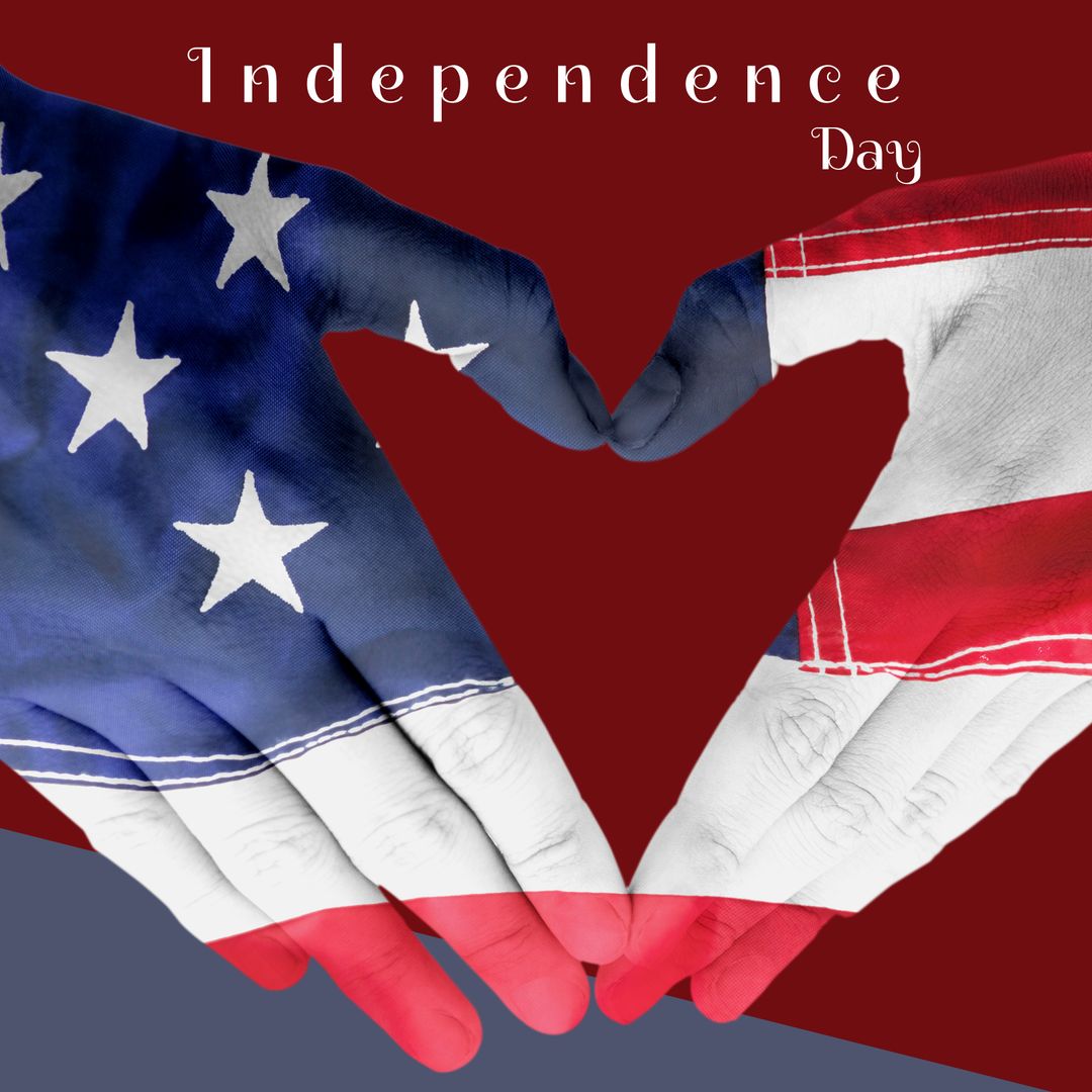 Patriotic Hands Forming Heart with American Flag