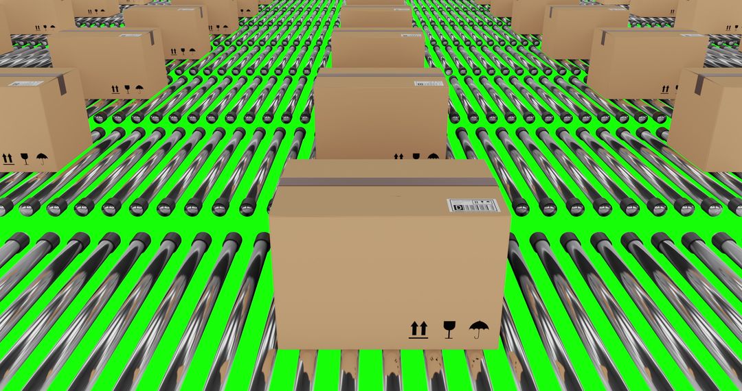 Cardboard boxes on conveyor belts with green screen background - Free Images, Stock Photos and Pictures on Pikwizard.com