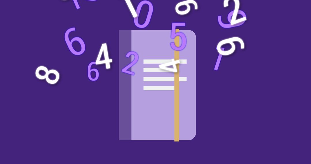 Celebratory Notebook with Dangling Numbers on Purple