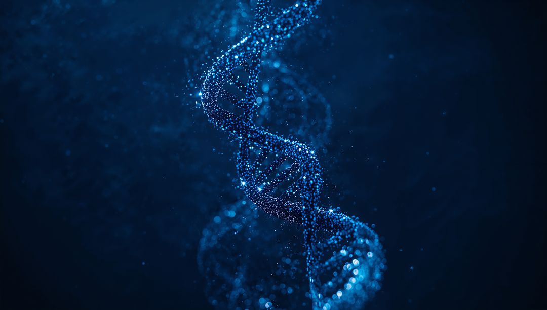 Futuristic Digital Helix in Abstract Glowing Blue Environment