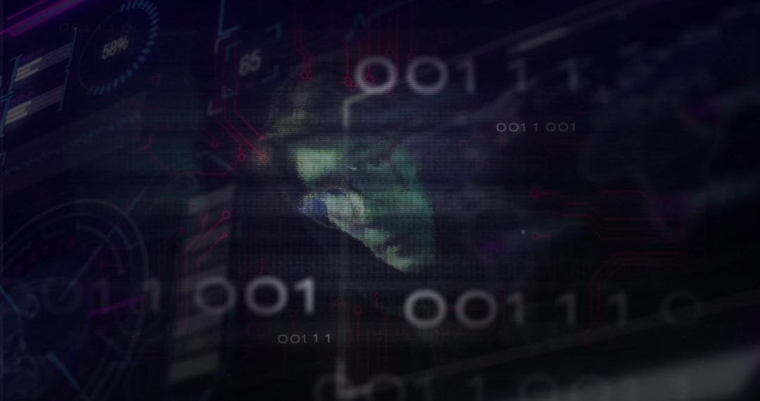 Cyber Hacker Analyzing Binary Code in Digital Data Interface - Free Images, Stock Photos and Pictures on Pikwizard.com