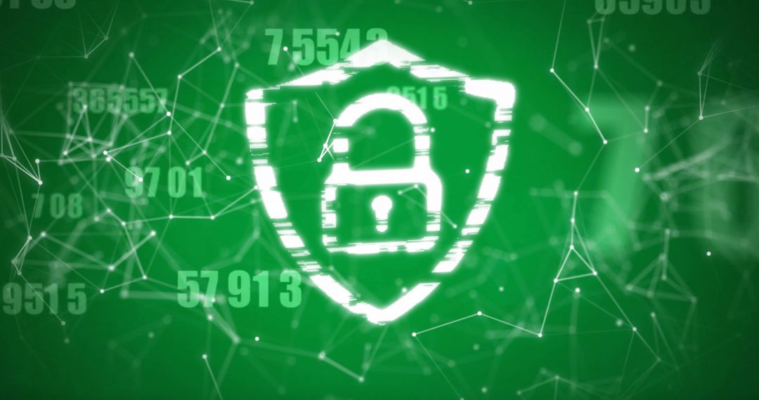 Digital Lock and Data Network on Green Matrix Background