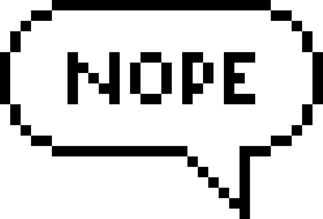 Digital Speech Bubble PNG with 'NOPE' Text on Transparent Background