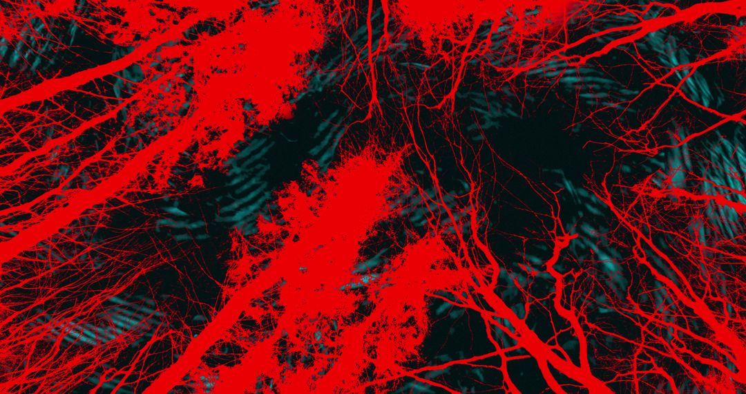 Abstract Red and Black Horror Theme with Trees and Shapes