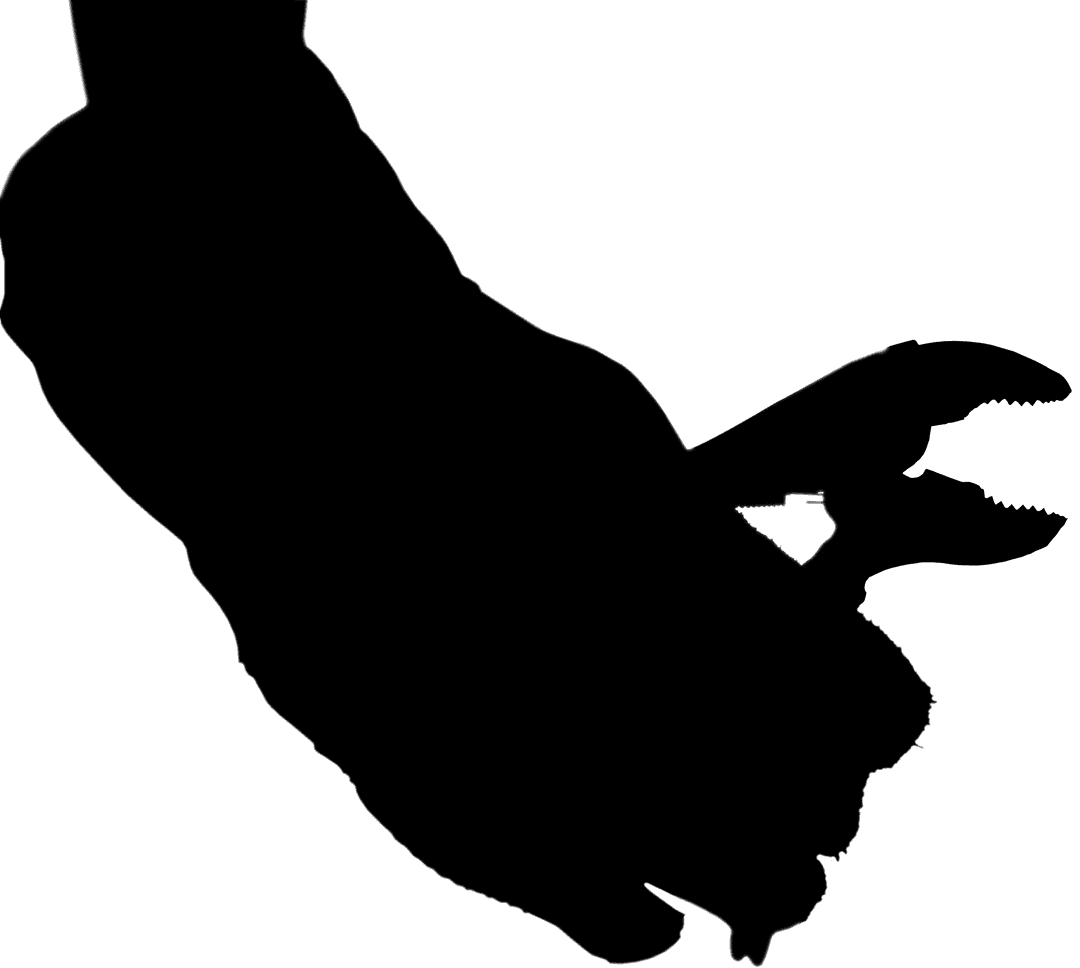 Silhouette of Hand Holding Pincers on Transparent Background