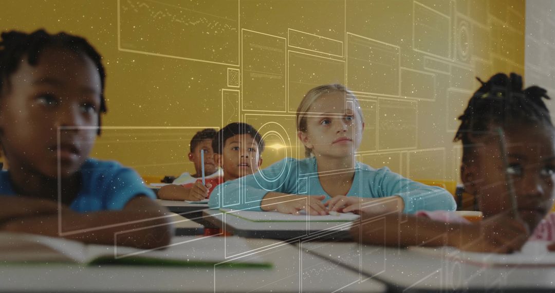 Engaged Children Learning Together in Classroom Setting