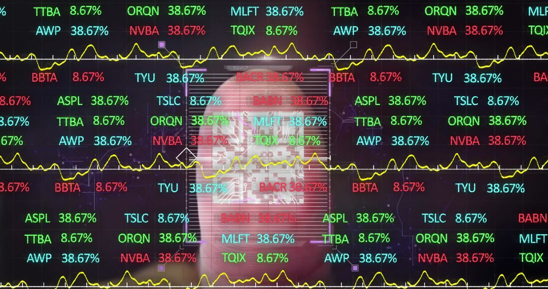 Futuristic Stock Data with Fingerprint Scan Overlay