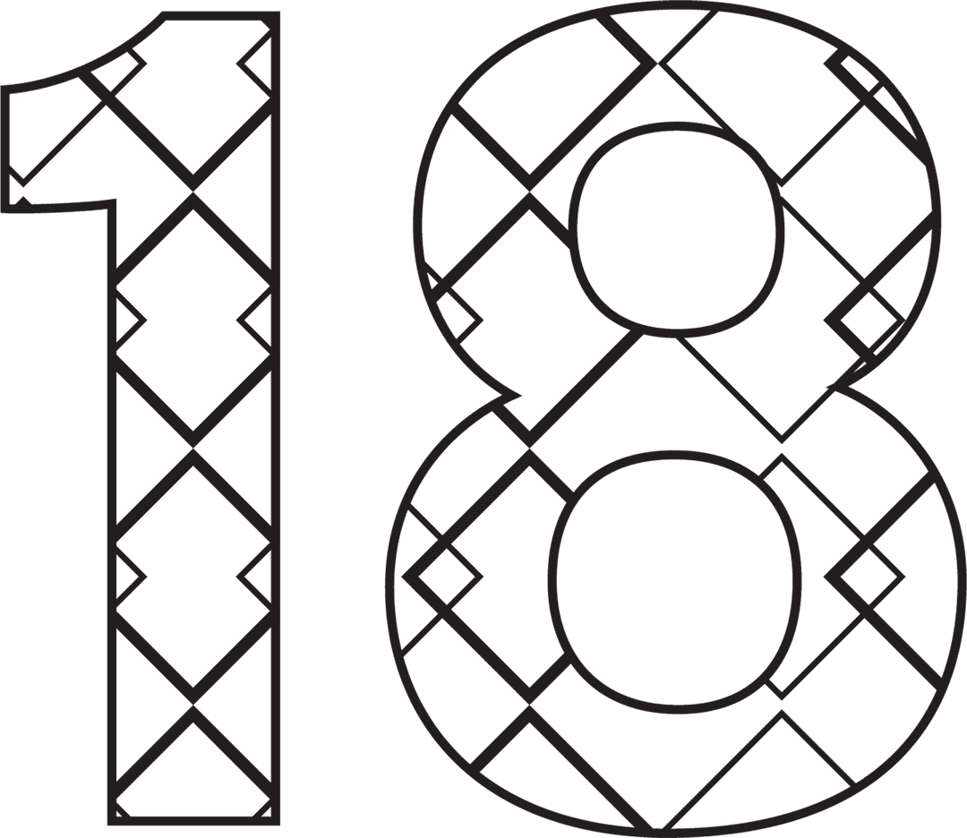 Geometric transparent number 18 vector design