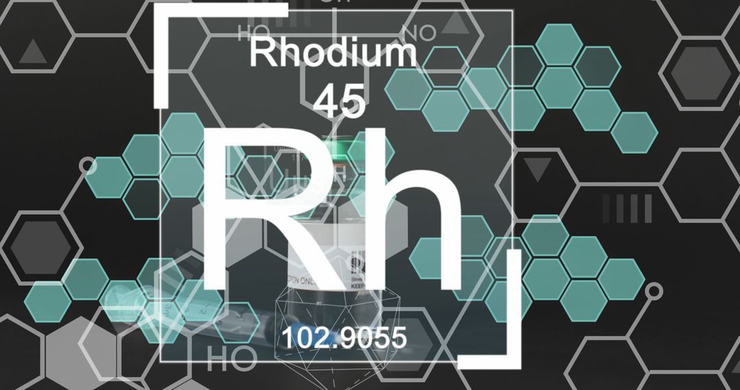 Rhodium Element with Chemical Structures on Dark Background